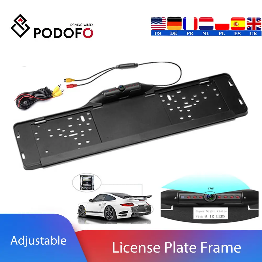Podofo Parktronic EU Автомобильная рамка номерного знака камера заднего вида 170 градусов