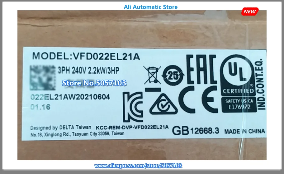 

New VFD 220V 2.2KW 3HP 11A 600Hz Inverter VFD022EL21A Boxed