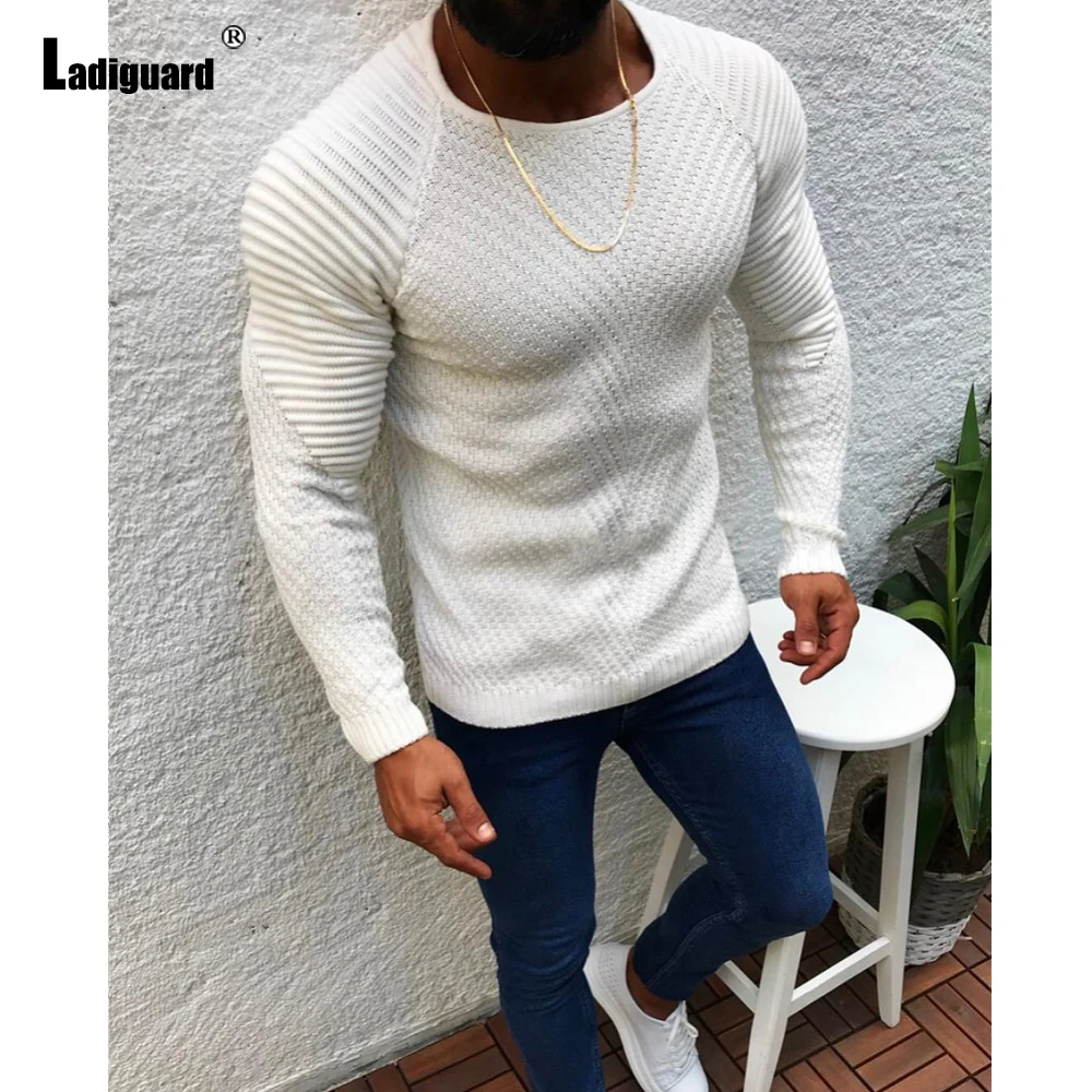 Ladiguard Men Knitting Sweater Winter Warm Coats Male Streetwear 2021 New Sexy Top Casual Skinny Pullovers Mens Pleated Sweaters