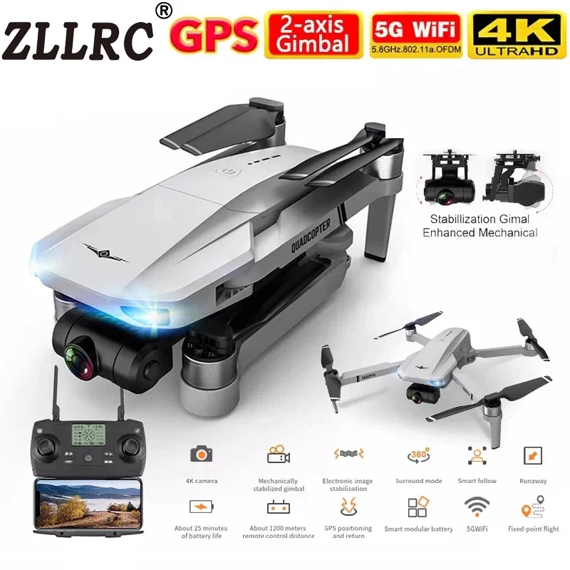 

ZLLRC KF102 GPS Drone 8K HD Camera 2-Axis Gimbal Professional Anti-Shake Aerial Photography Brushless Foldable Quadcopter 1.2km