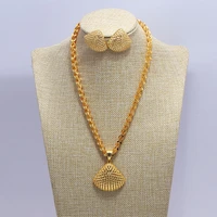 african gold color wedding jewelry sets pendant necklaces earrings women gold color round ball chains papua new guinea