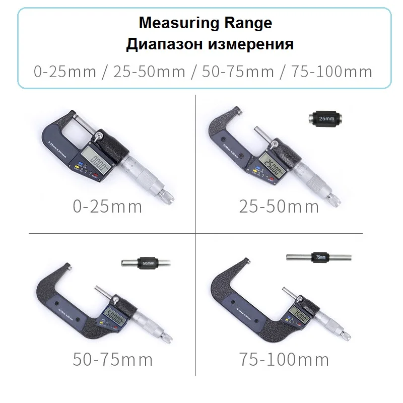 

Digital Micrometer Calipers with Scale Data Retention Screw Micrometer 0.001mm Accurate Measurement Spiral Micrometer Tools