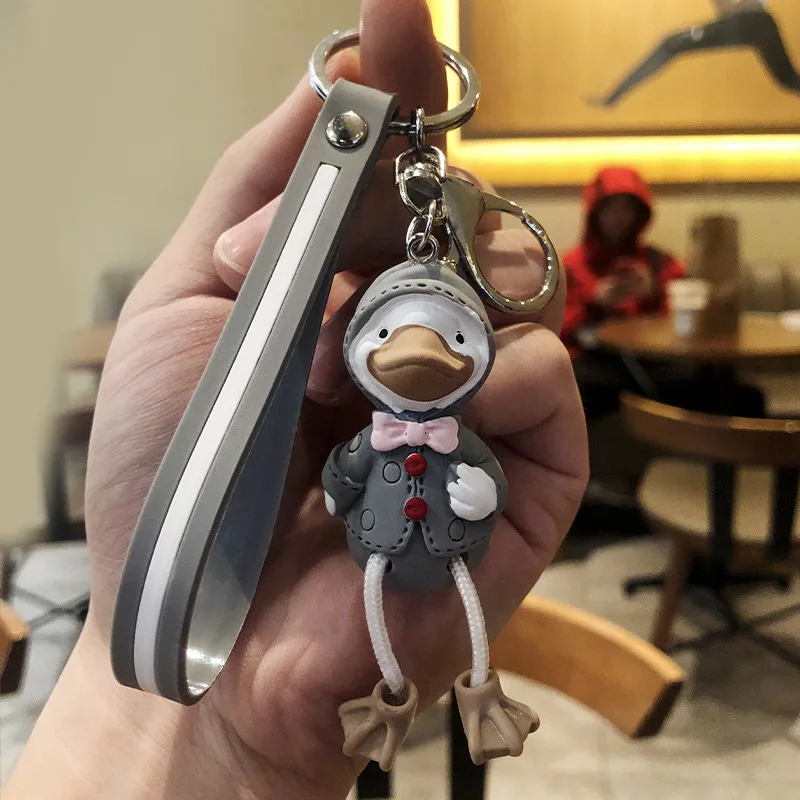 

new style Cartoon Duck Keychain Cute Car Key Pendant Keyring Creative Women Kids Bag Key Chains Gift Hot