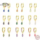 Серьги-подвески женские из серебра 925 пробы с цирконом