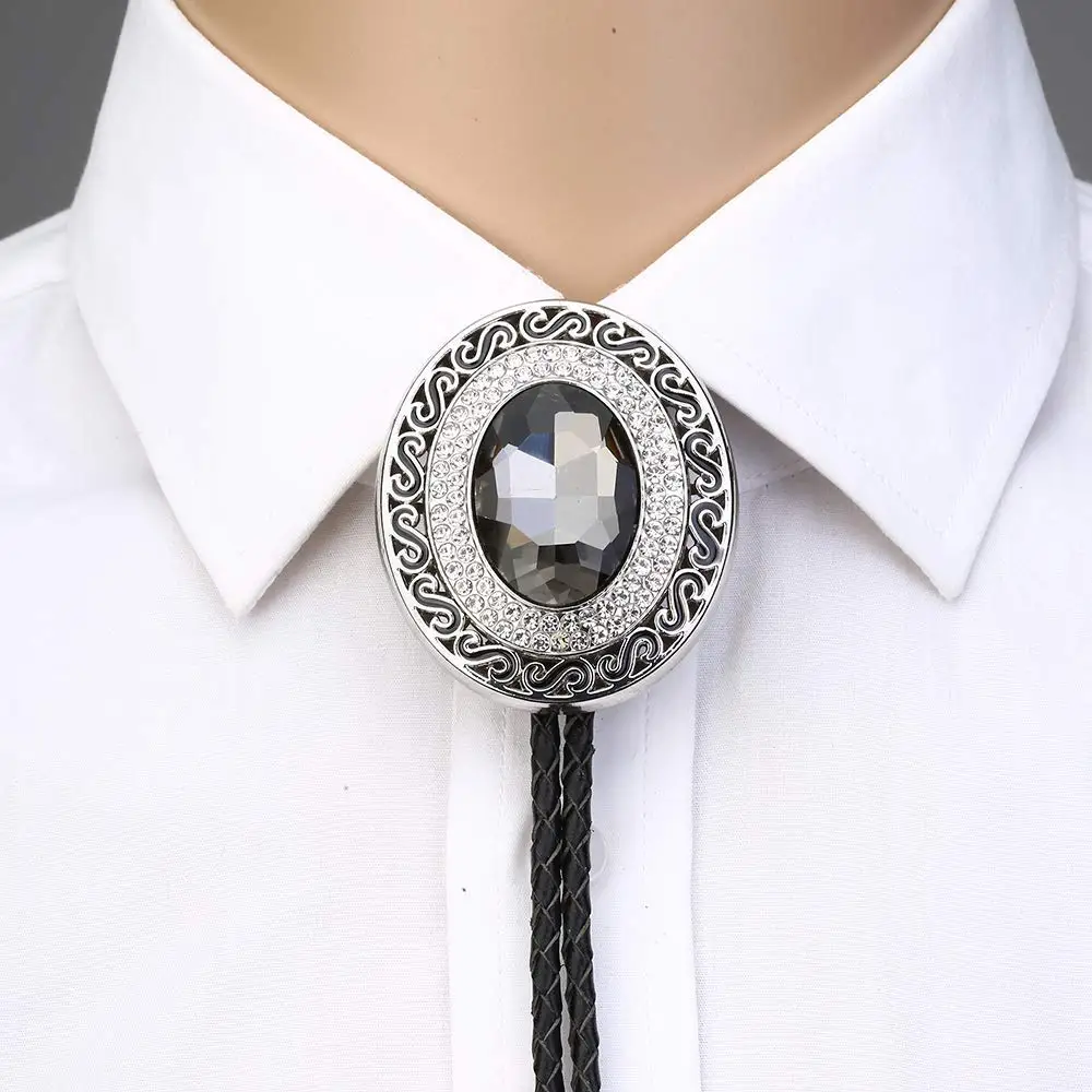 Denim occidentale Bolo Tie di cristallo del diamante cravatta casuali degli uomini di modo del legame di arco del vestito accessori