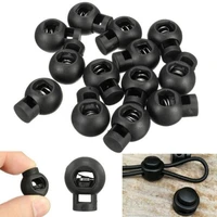 100pcslot black plastic ball round spring stop cord lock ends toggle stopper clip for sportswear clothing shoes rope locks cra