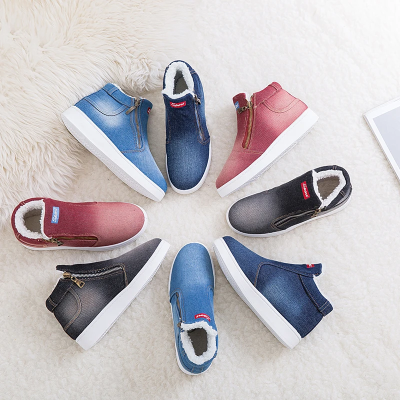 Женские зимние ботинки классические ковбойские повседневная обувь на молнии