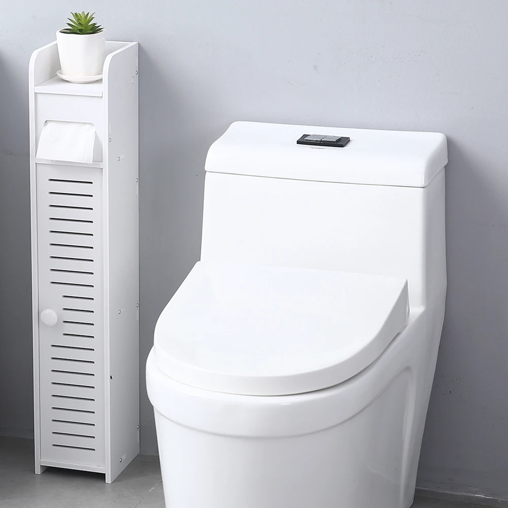

Small Bathroom Toilet Storage Cabinet Waterproof Organizer Vanity Floor Standing Rack Washbasin Shower Corner Sundries Shelf