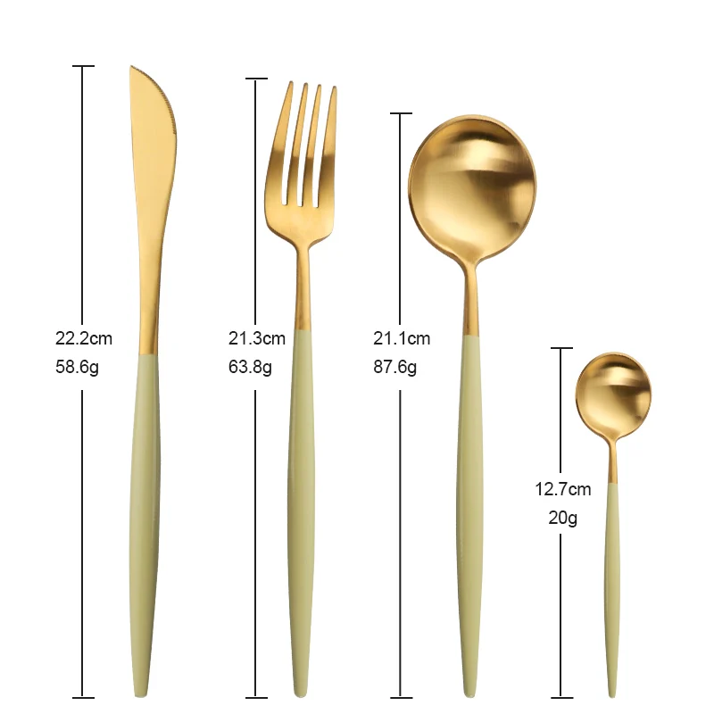 Набор посуды из нержавеющей стали столовые ножи и вилка матового золота 18/10|luxury