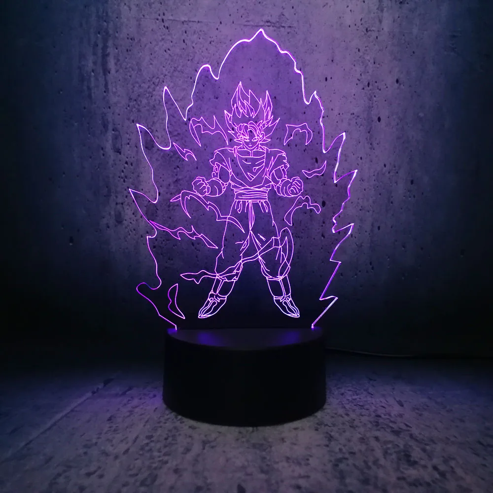 Kakarotto Super Son Goku Dragon Ball 3D настольная лампа Luminaria светодиодный ночник креативный