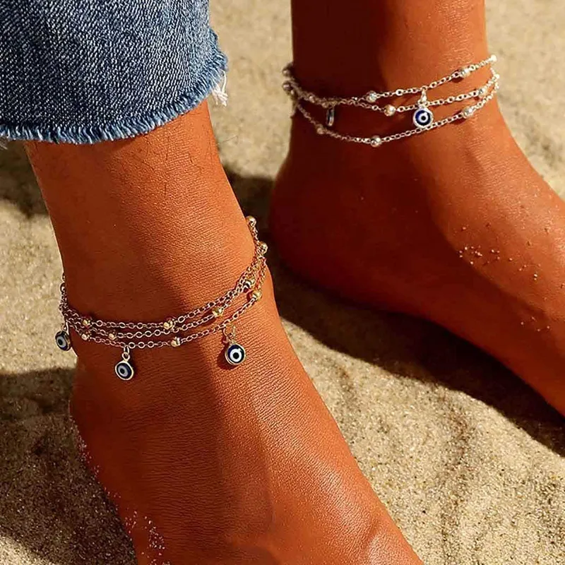 Браслеты на ногу Женские многослойные анклеты в богемном стиле с турецкими