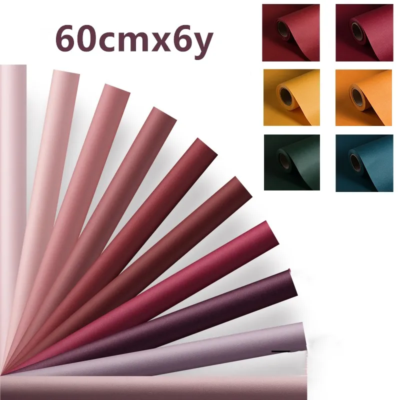 

30colors 60cmx6yards Wood Paper Flower Wrapping Papers Gift Packing Craft Paper Solid color Wrapping Papers Flower Store Supply