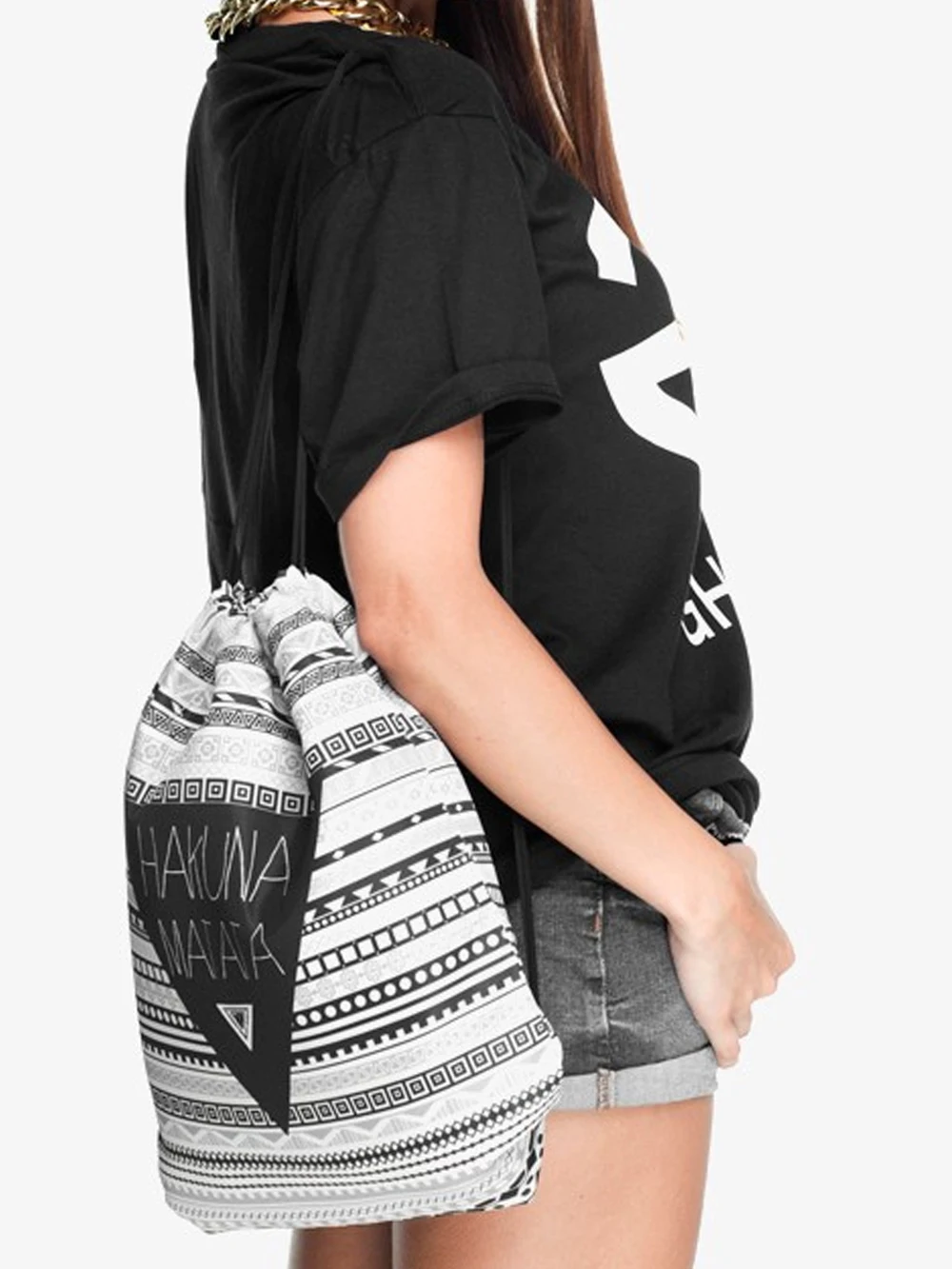 

Новая полосатая Сумка на шнурке Aztec Hakuna, повседневный рюкзак для улицы, рюкзак на шнурке для женщин и мужчин, модная сумка на шнурке для девуш...