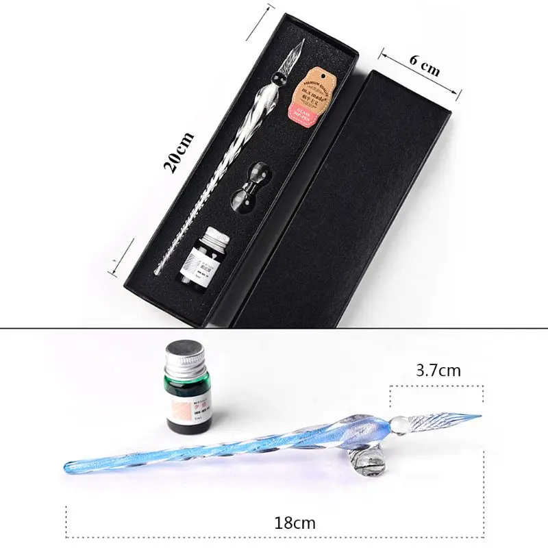 

Crystal Glass Dip Pen Set Non-carbon Ink Fountain Signature Pen Writing Tools