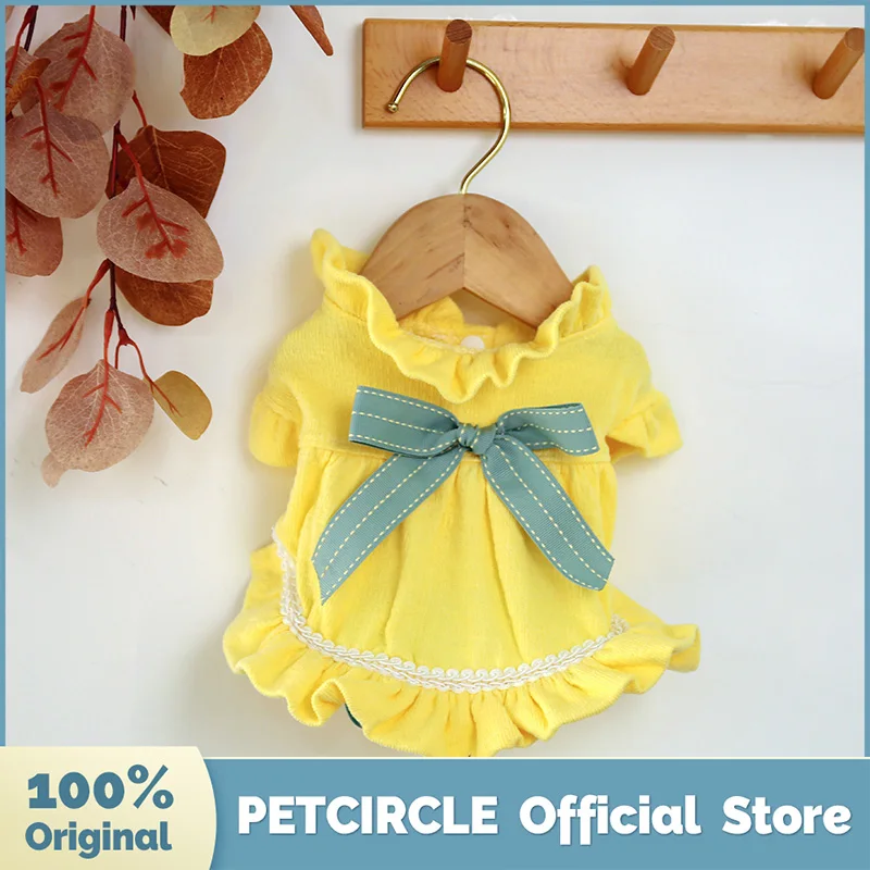 Платье PETCIRCLE для собак и щенков желтое милое платье с бантом подходит маленьких