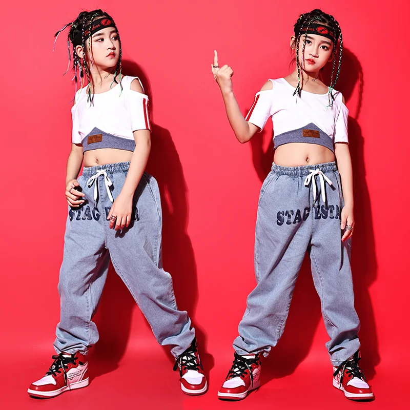 

2021 New Girls Jazz Dance Costumes For Kids Street Dance Outfits Children Hip Hop Dance Clothes Performance Rave Clothes DN8159