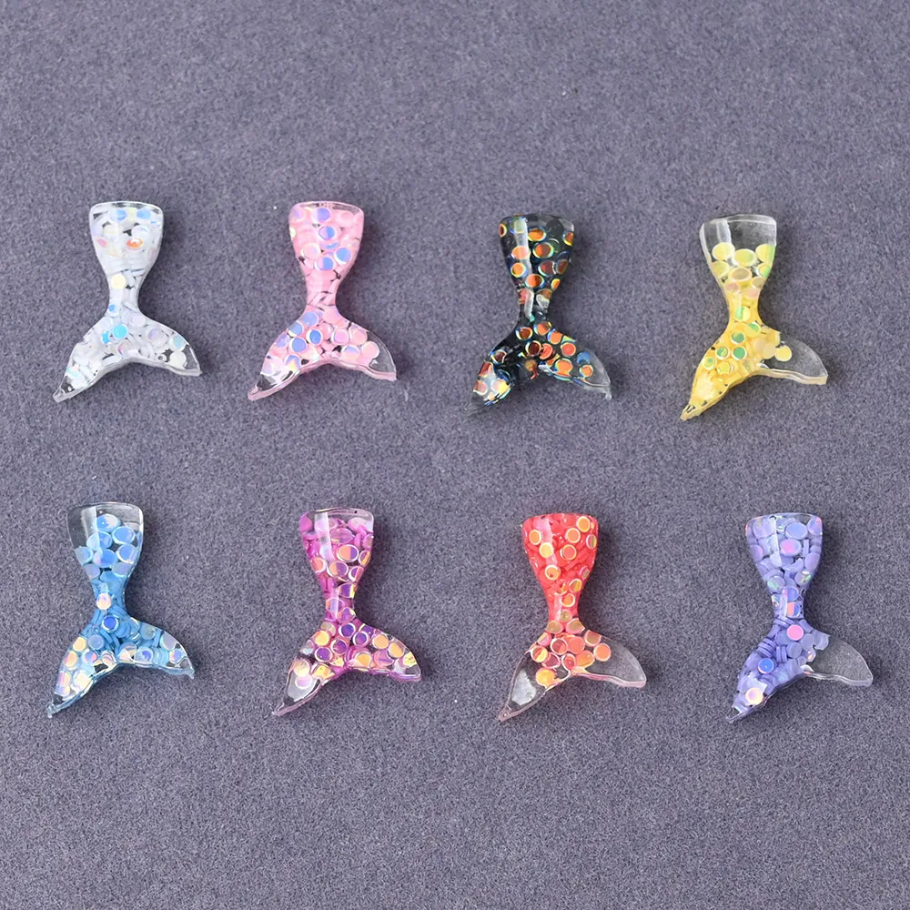 

20Pcs/bag Mermaid Tail Nail Art Decorations Kawaii 3D Flashing Nail Jewelry Charms Resin Crystal Mini Manicure Rhinestone 5*15mm