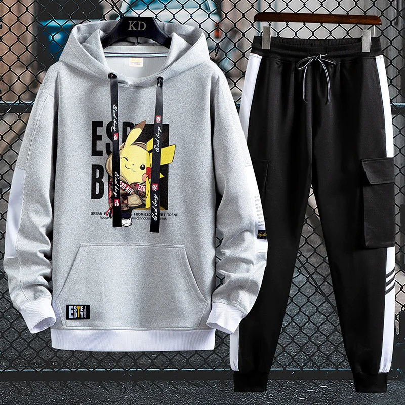 

Спортивный костюм, Мужская модная толстовка с капюшоном, мужской костюм, мужской свитшот + спортивные брюки с капюшоном, пуловер, костюм из 2 ...