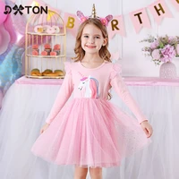dxton long sleeve girls dresses unicorn kids dress for girls 2019 christmas children clothing cotton toddler princess dress 3 8y