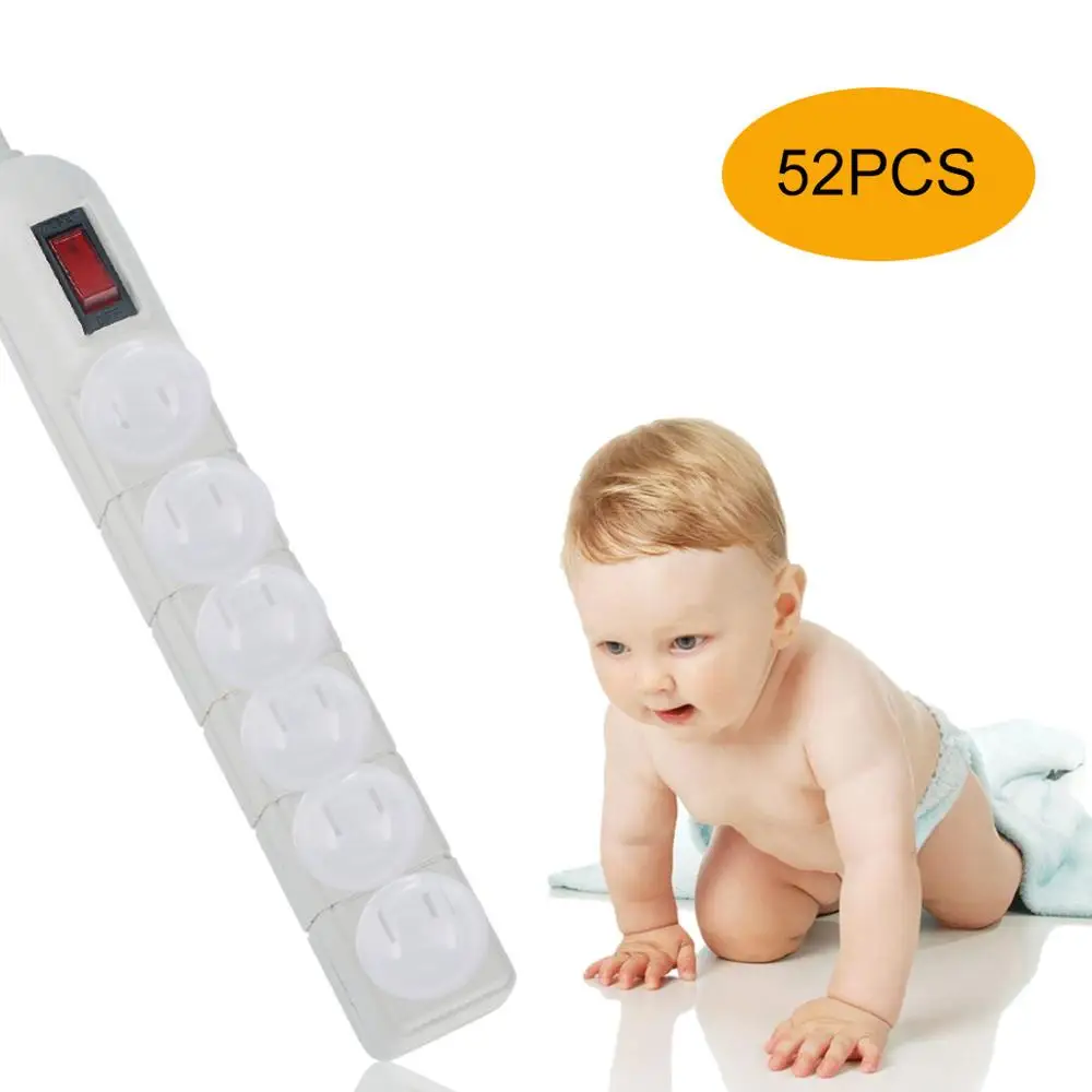 52 PCS Baby Anti-touch Socket Cover Safety Outlet Plug Protector Covers Child Proof Electric Shock Guard #4B07 | Обустройство дома