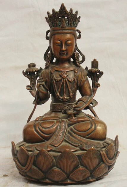 006244 10 &quotКитайский буддийский из бронзы сиденье Лотос цветок kwan-инь Те Гуань Инь