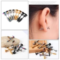 2pcs punk stainless steel stud anti allergic screw stud earrings for men women helix ear piercings fashion jewelry %d1%81%d0%b5%d1%80%d0%b5%d0%b6%d0%ba%d0%b8