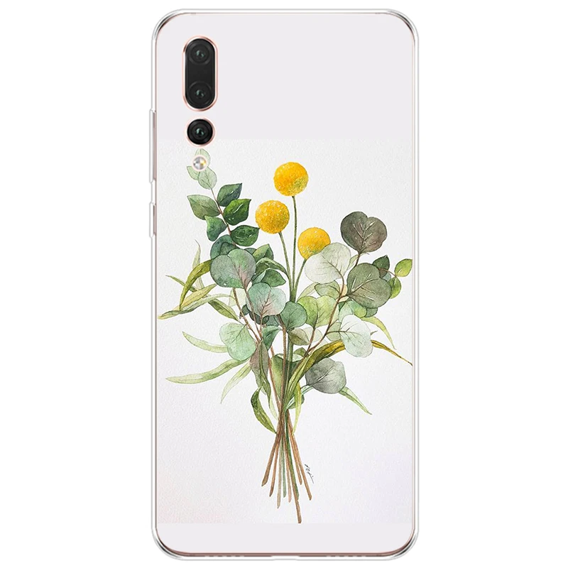 Watercolor plants with flowers Cover Soft Silicone TPU Phone Case For Huawei P9 P10 P20 PLUS P8 P30 lite PRO | Мобильные телефоны и