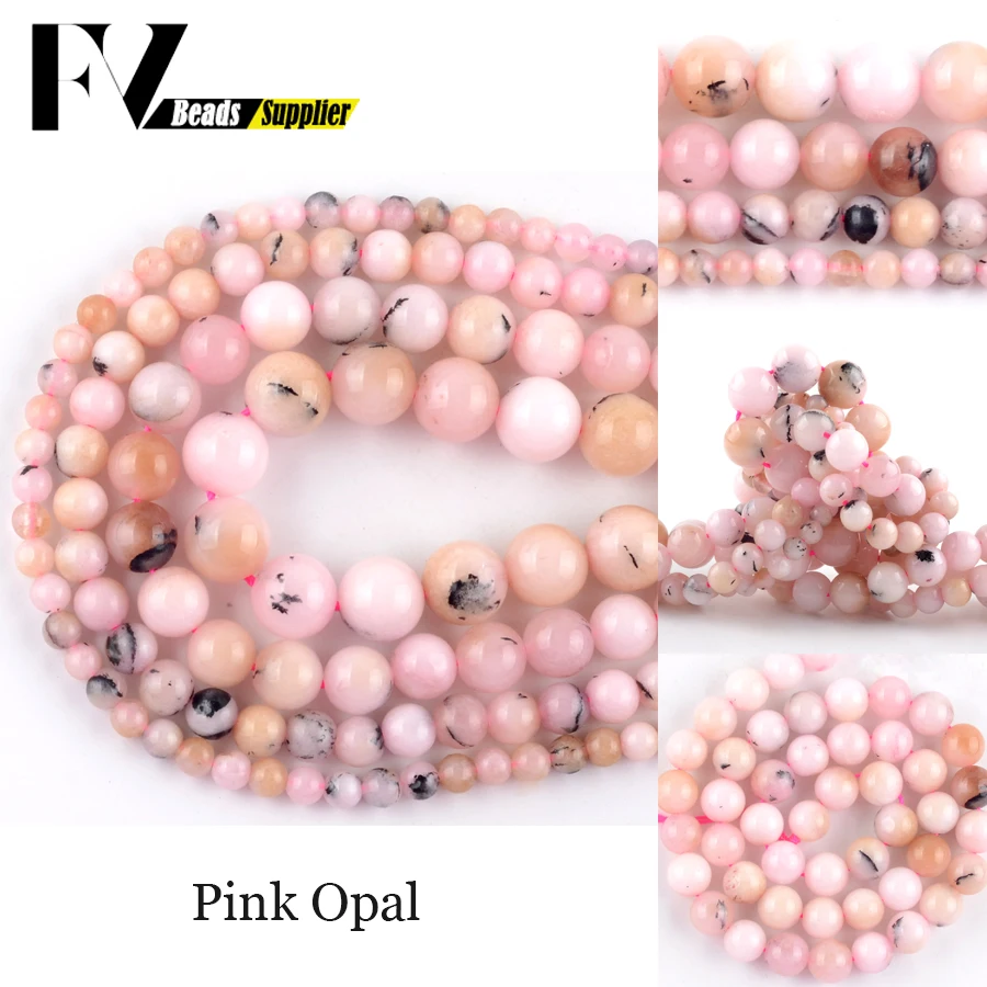 Для детей 4 6 8 10 мм драгоценные камни розовый опал круглые бусины натуральный