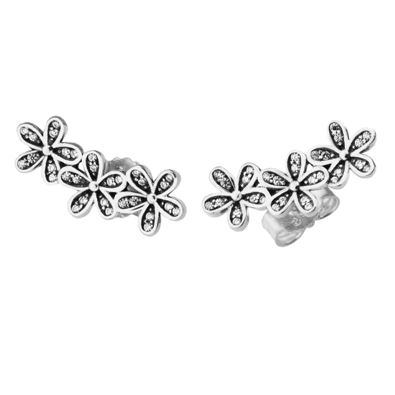 

Dazzling Daisies Clear CZ Earrings 925 Sterling Silver Jewelry For Woman Make up Fashion Female Earrings Party Jewelry Wholesale