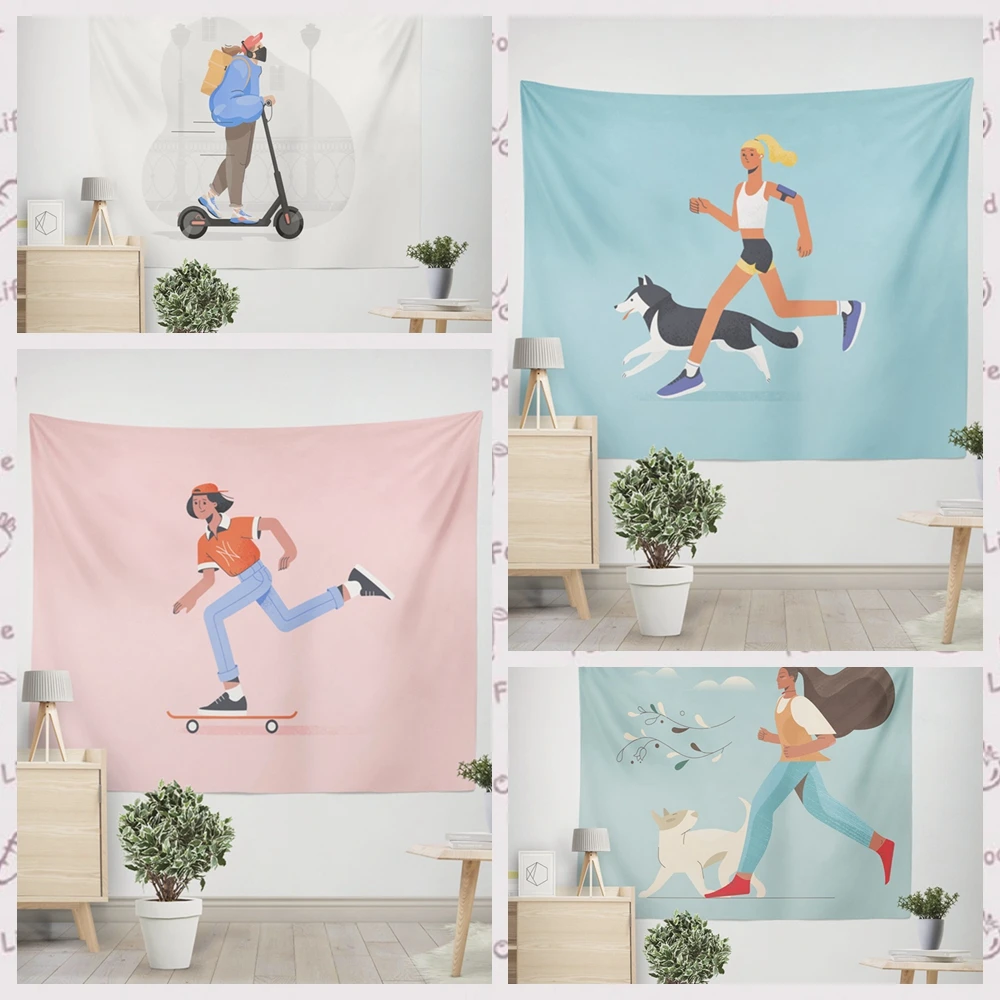 

Korean Sports Girl Home Decorative Blanket 2022 New Year's Decor Home Decoration Christmas Aesthetic Room Decor Tapestry