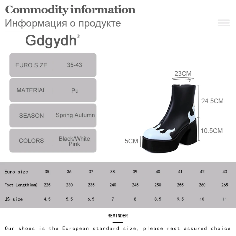 gdgydh ladies platform fashion ankle boots thick heel fashion brand new luxury shoes woman fall new arrival hot sale side zipper free global shipping