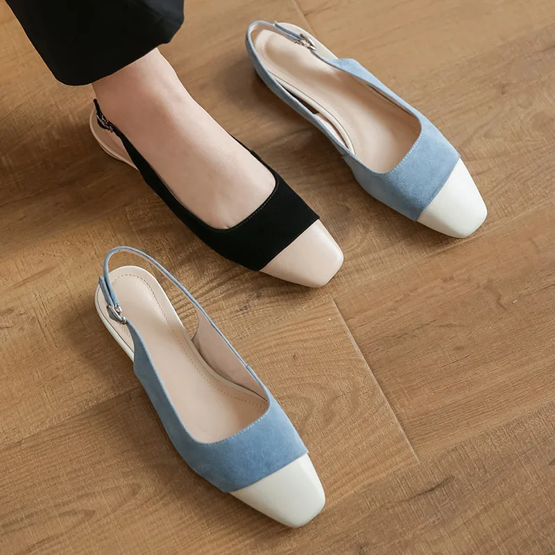 

Dilalula Suede Leather Sandals For Women Mixed Colors 2021 Summer Newest Thick Heels Pumps Shallow Wedding Party Shoes Woman