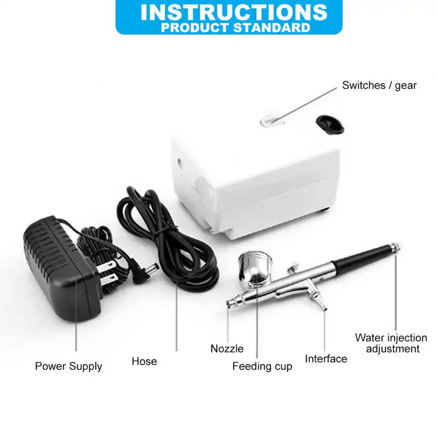Бытовой ручной Аэрограф Для Инъекции воды O2 с распылителем европейская вилка