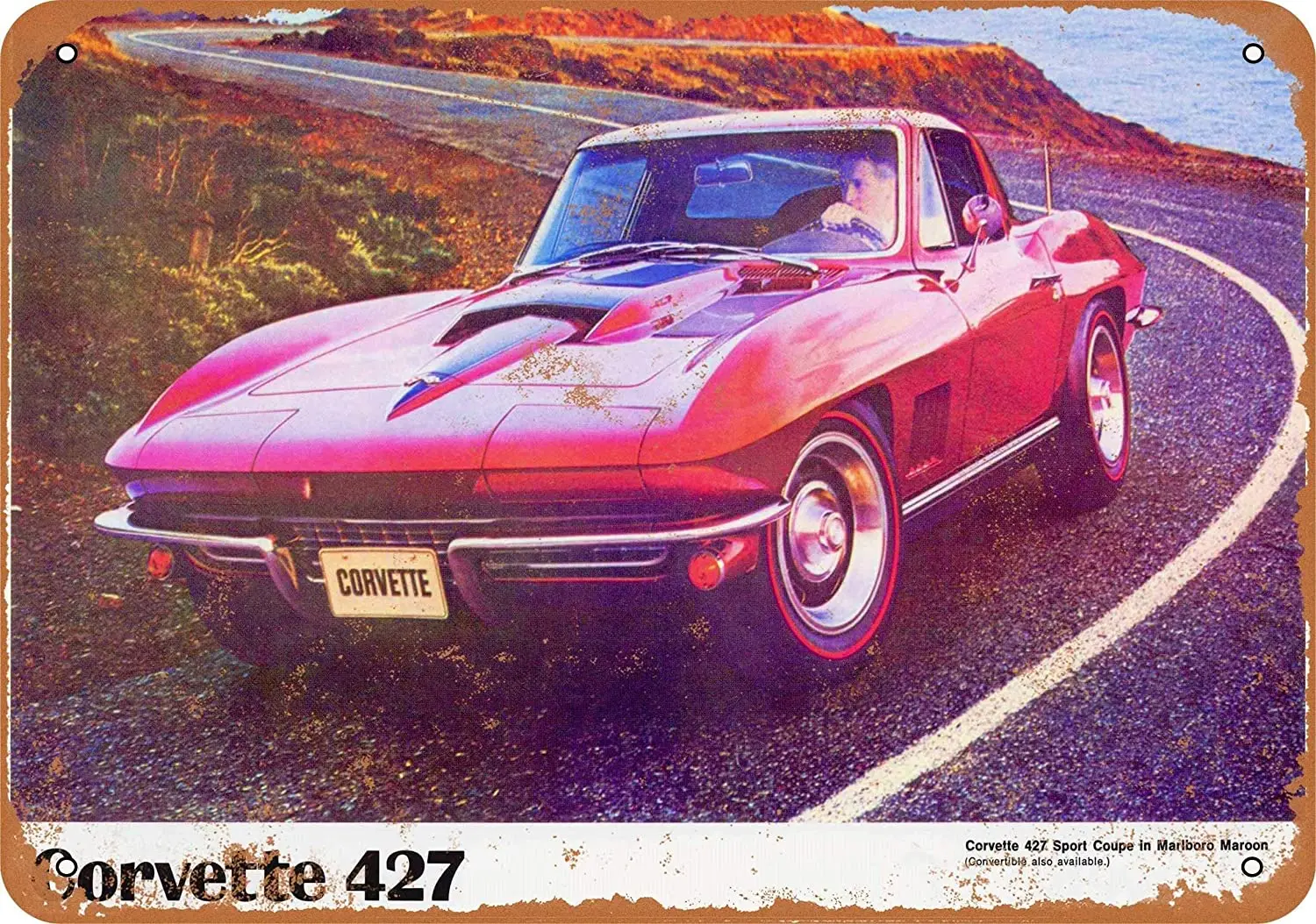 

12x8 дюймов металлический винтажный Забавный жестяной знак 1967 Corvette 427