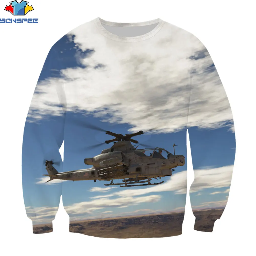 

SONSPEE Helicopter Sweatshirt 3D Printing Men's and Women's Hip-hop Airplane Long-sleeved Airplane Suit Streetwear Pullover