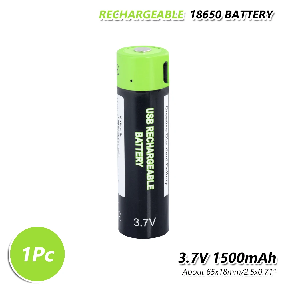

3.7V YCDC 18650 Rechargeable Battery 1500mAh USB Rechargeable Lithium Polymer Battery Quick Charging By Micro USB Cable For Bank