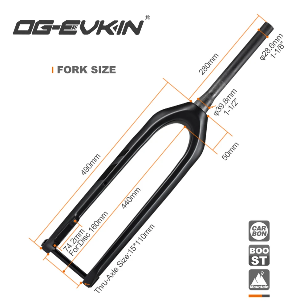 OG EVKIN FK007 29er углерода горные вилка MTB велосипеда передняя 1 1/8 &quot 1/2&quot горный