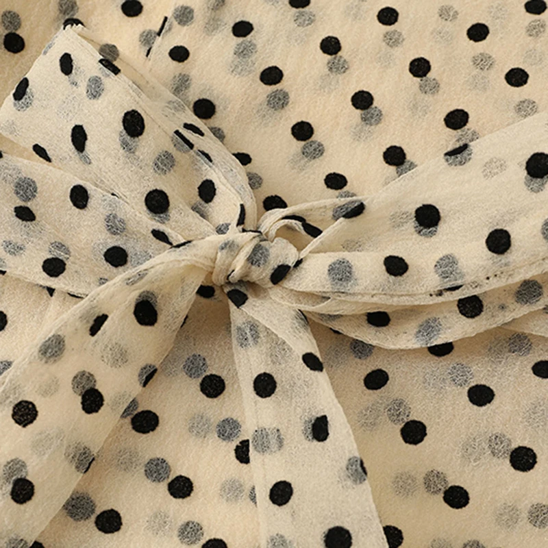 

SISPELL Print Dot Hit Color Coat For Female Lapel Collar Lace Up Bowknot Belt Loose Women's Casual Coat Fashion Tide 2021