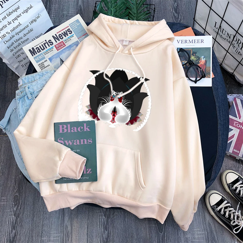 Красивая девять хвостов Женская Толстовка Осенняя мода с капюшоном Harajuku S-Xxl