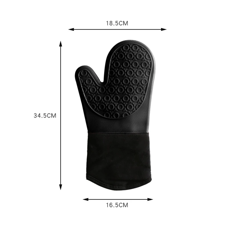 

Oven Mitts 1 Pair - Silicone and Cotton Double -layer Heat Resistant Gloves / Silicone BBQ Gloves - Perfect for Baking Grilling