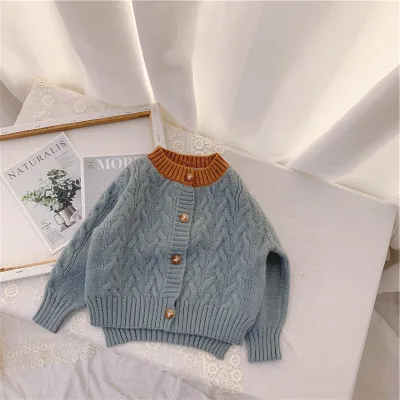 blue New Cotton Kids Cardigan Boys Girls Children's Knit Cardigan Sweaters Autumn Winter Thicken Kids Knitwear Coats LZ298 - Цвет: blue