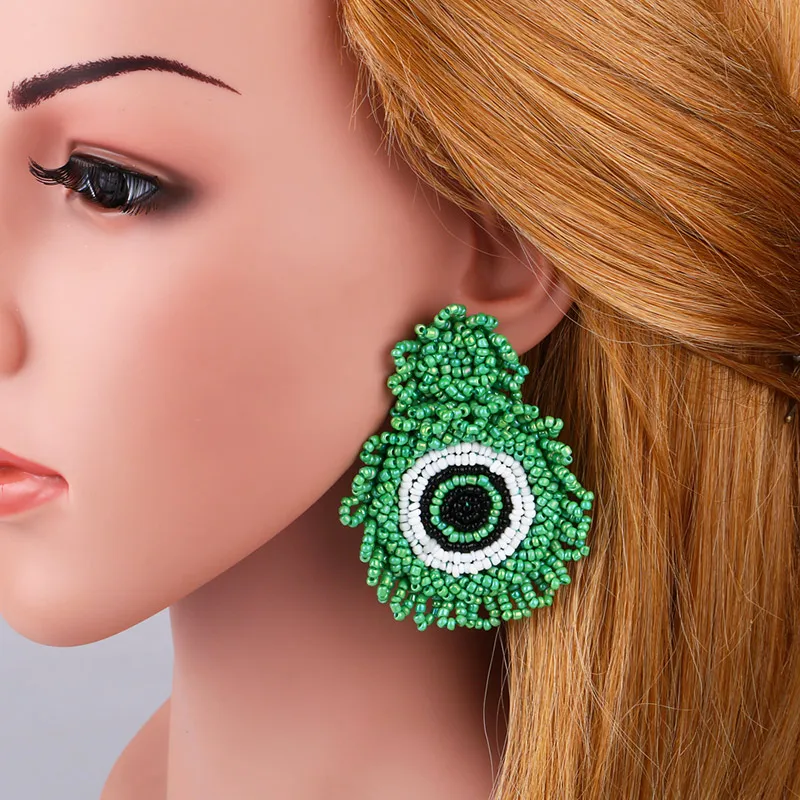 Женские богемные серьги подвески FLOLA ручной работы с большими бусинами массивные