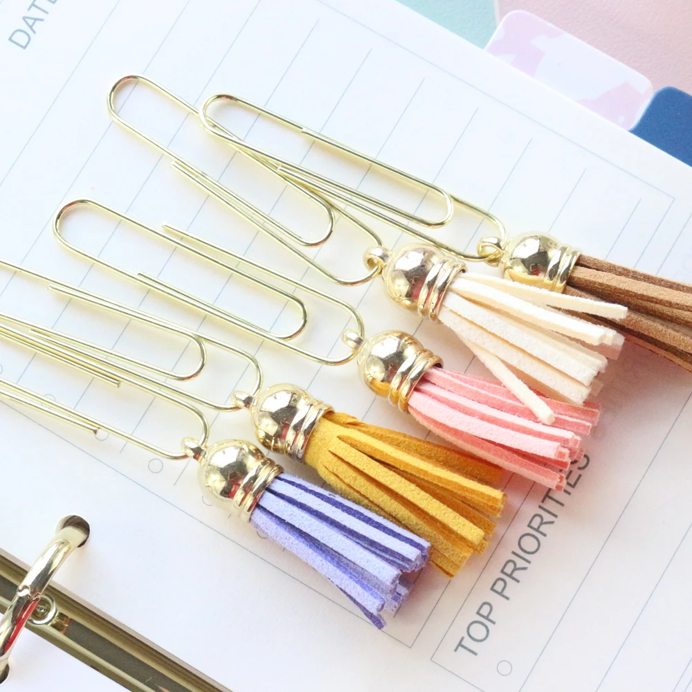 

Domikee cute kawaii Korean metal office school paper clips bookmark set student candy tassel memo clip stationery supplies 10pcs