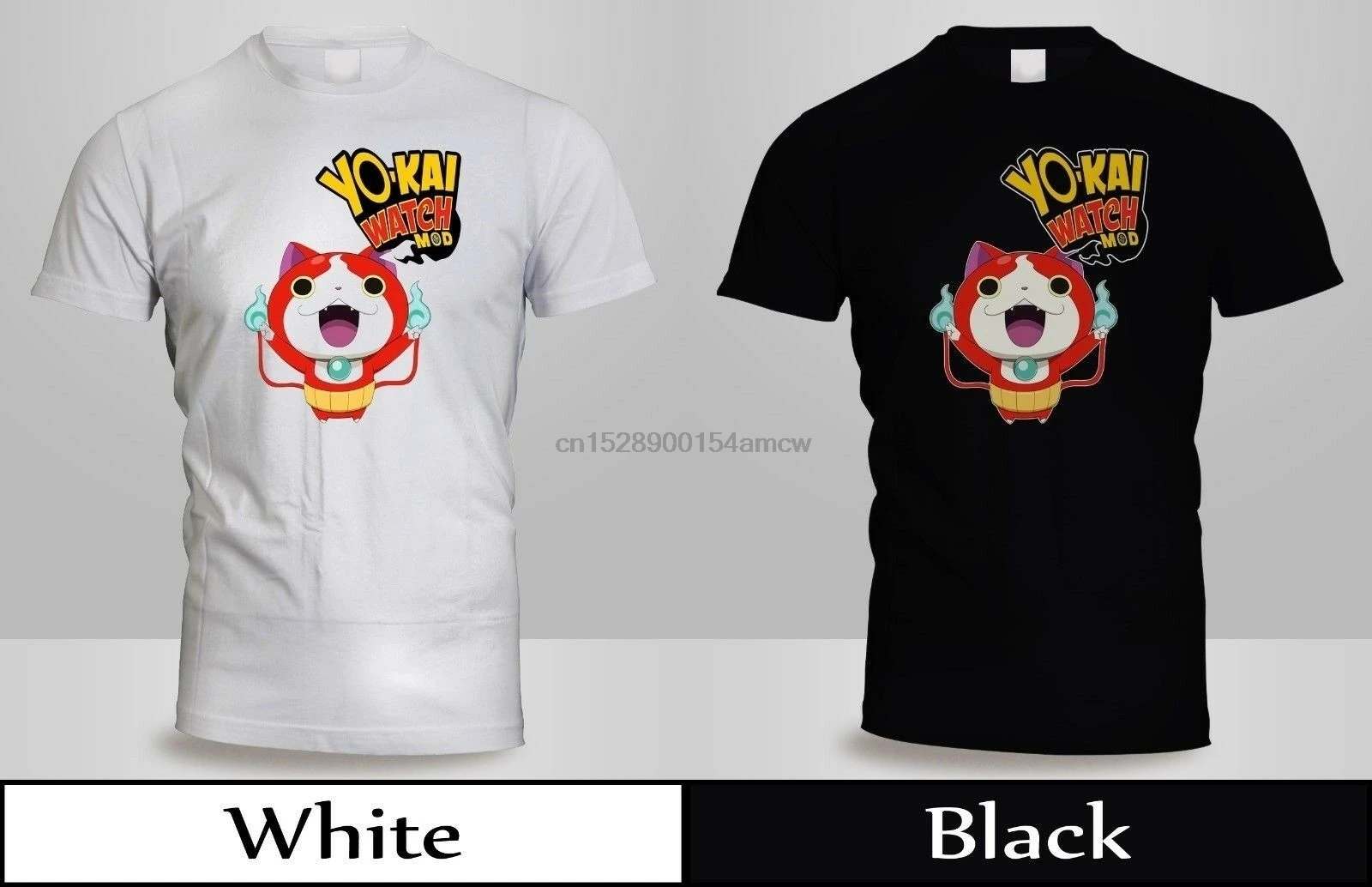 Новый аниме YO KAI YOKAI часы футболка лицо JIBANYAN Мужская черная и ampWHITE рубашка