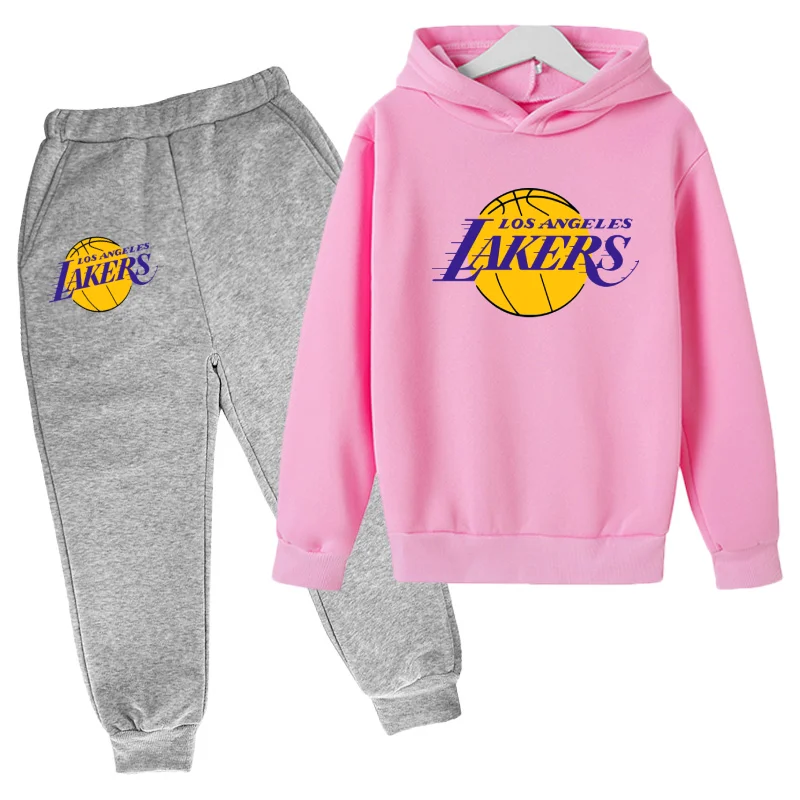 Los Angeles Basketball LOGO Popular Teams Clothes Cartoon Hoodi Childrens Clothing Boys Hoodie Pants 2pcs Sets Girls Kids child | Мать и