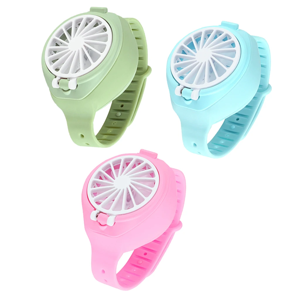 

3-pack Kids Creative Wearable Fan Watches Mute Mini Fan Toys USB Charge