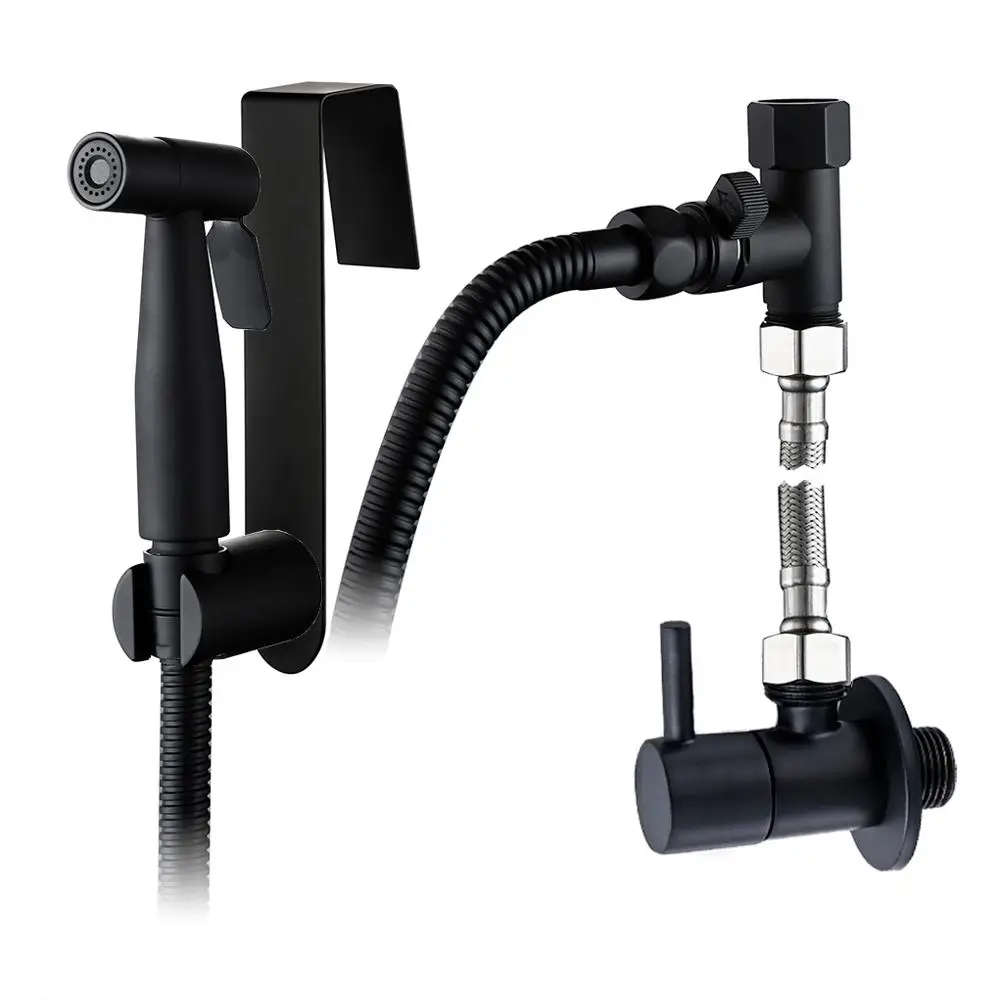 Черная Нержавеющая сталь вешалка для туалета Латунный Водяной стопорный клапан