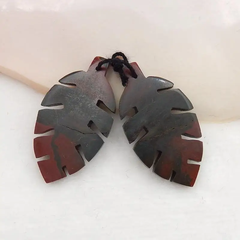 Новый дизайн распродажа Многоцветный Пикассо яшма резной лист серьги бусины 36x19x5