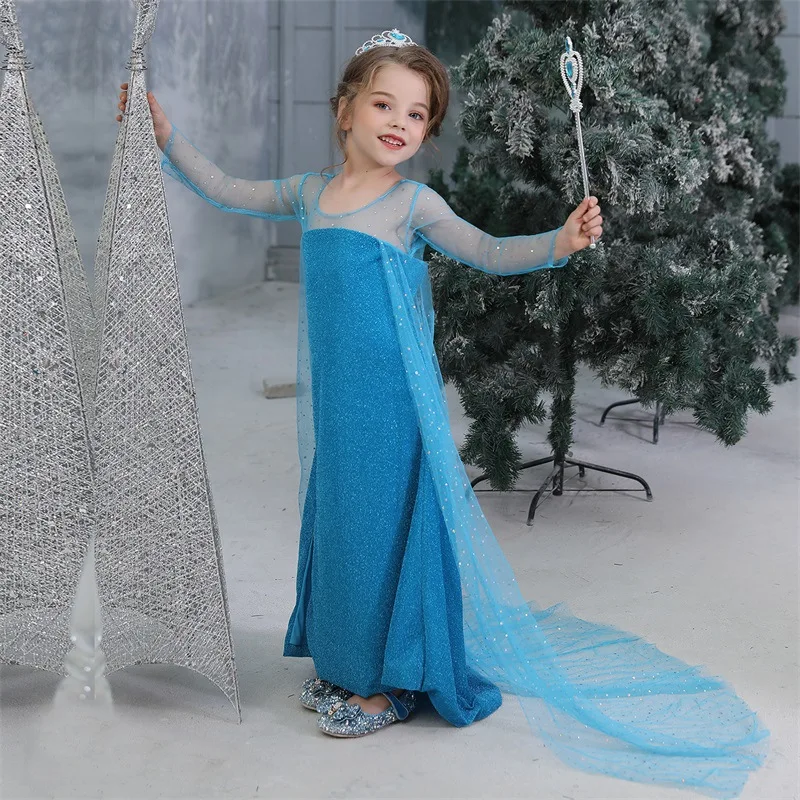 Новинка 2019 платье Эльзы детский праздничный костюм принцессы косплей фэнтези