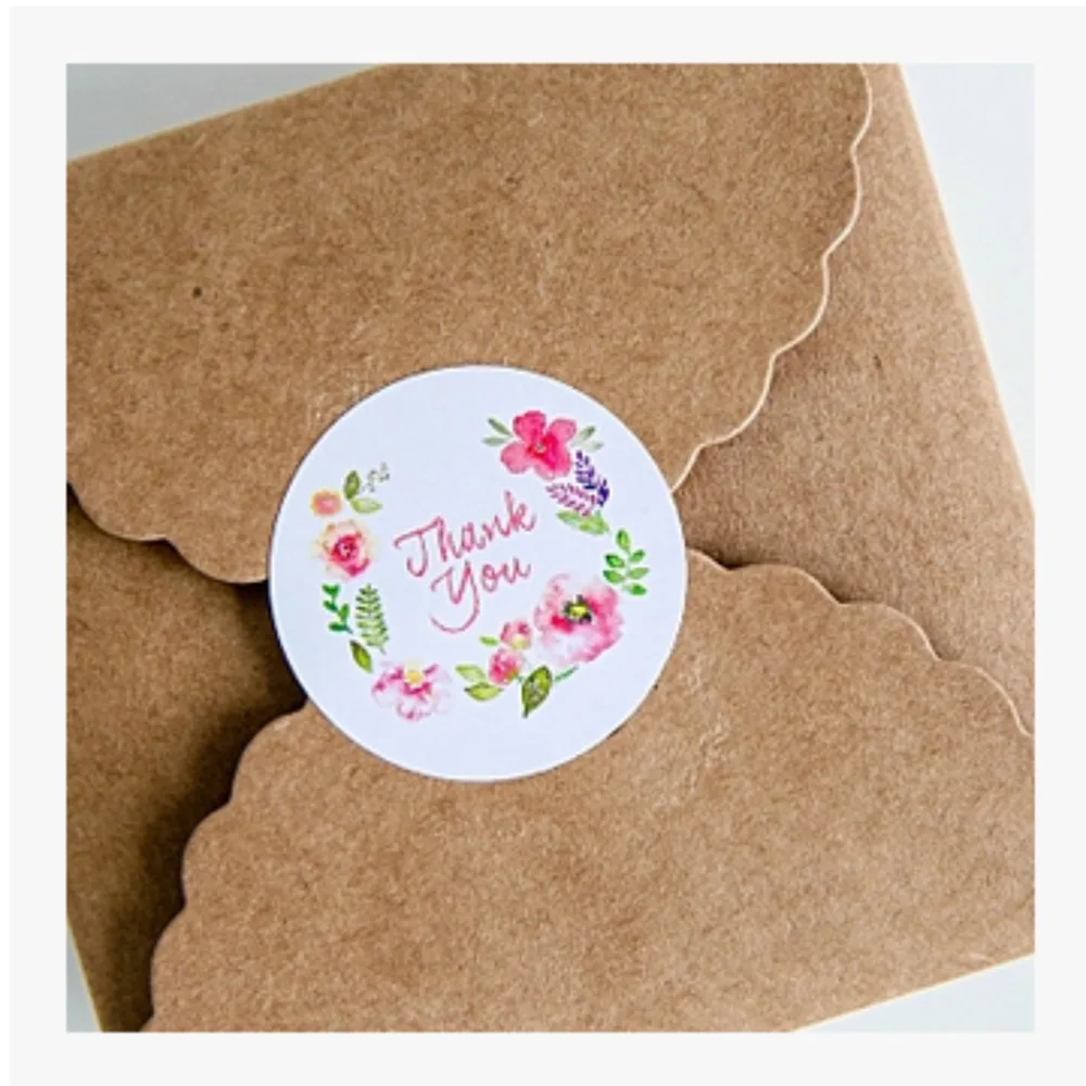 

100PCS 3.5cm Flower Design Sticker Labels Creative Paper Stickers Thank You Sticker Seals Labels For Gifts